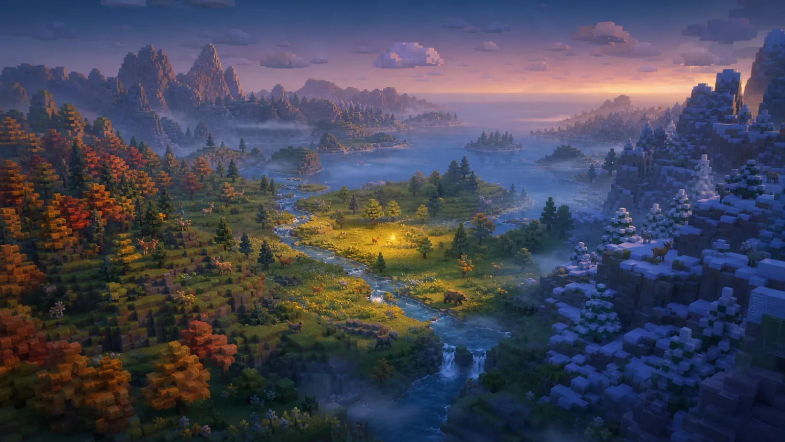 The Long Watch — a hazy voxel forest valley; concept art, pre-alpha